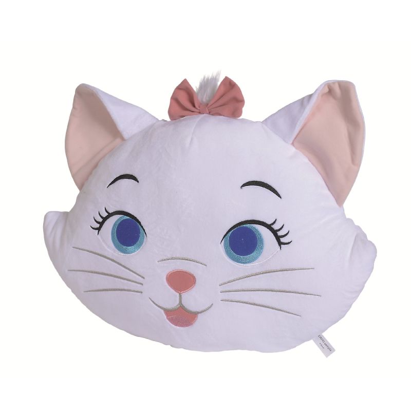  marie chat grand coussin tête blanc 50 cm 